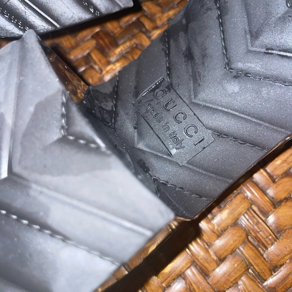 Gucci Black Rubber Slide Sandals Platform Block Heel Logo Women Size 9 Preowned - Picture 4 of 5